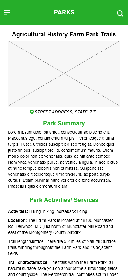 County Park Info Screen